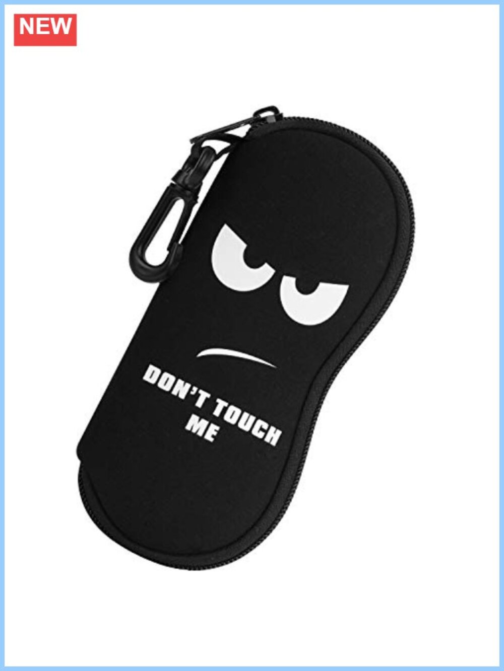Soft Neoprene Zippered Eyeglass Case with Carabiner for Sunglasses